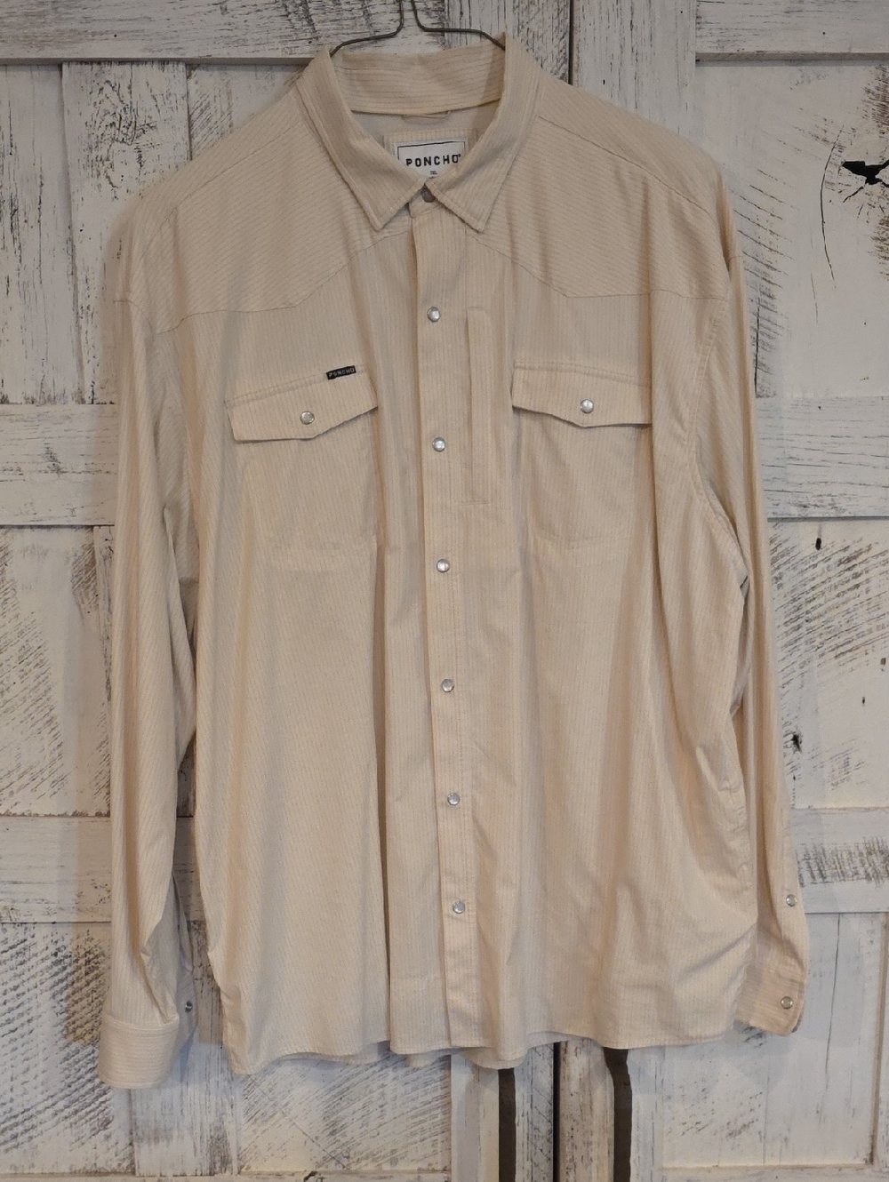 Poncho Men's Casual Button-Down Shirt in Beige